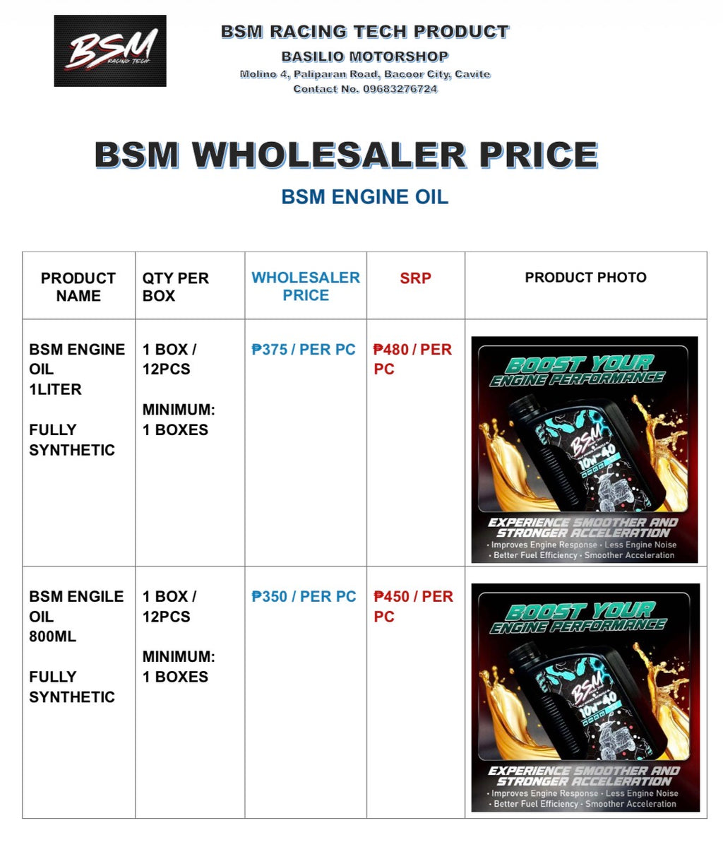 BSM ENGINE OIL 1BOX (WHOLESALE PRICE)