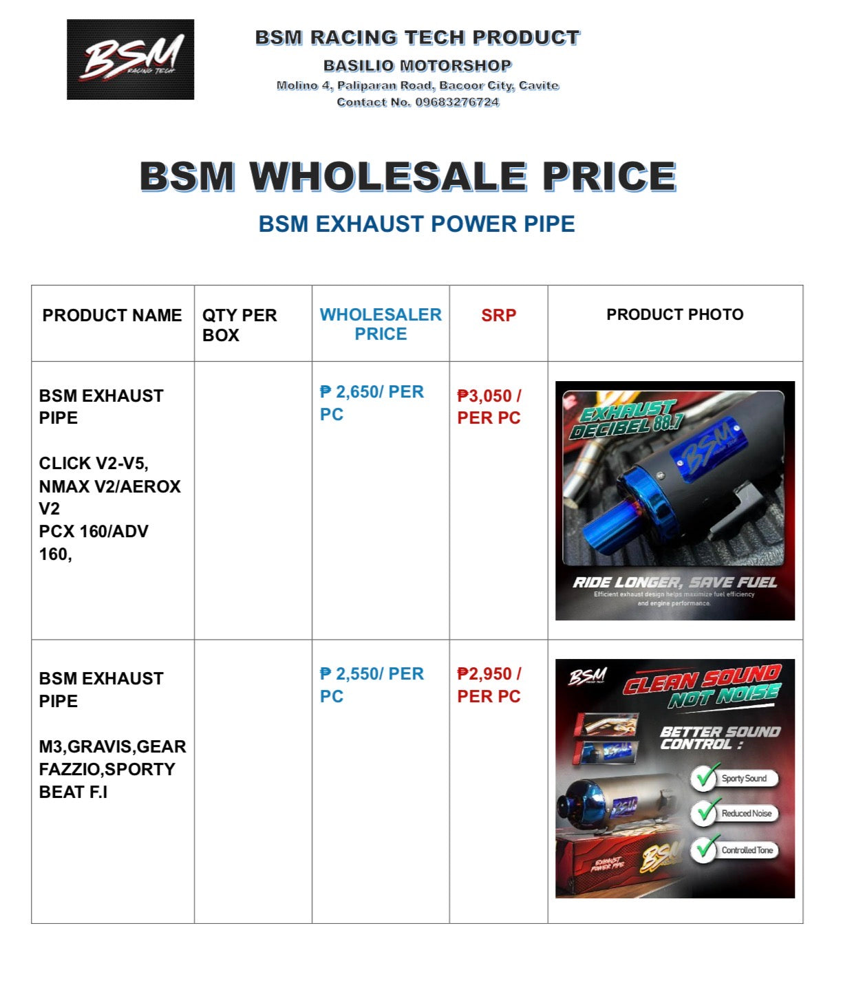 BSM EXHAUST PIPE WHOLESALE PRICE (MINIMUM OF 3PCS