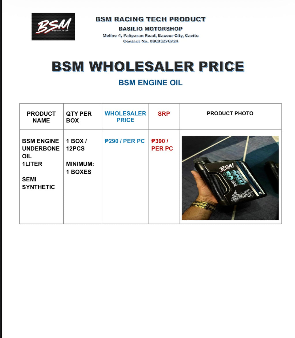 BSM ENGINE OIL 1BOX (WHOLESALE PRICE)
