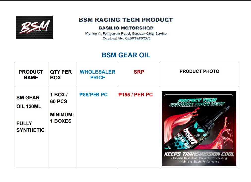 BSM GEAR OIL WHOLESALE PRICE