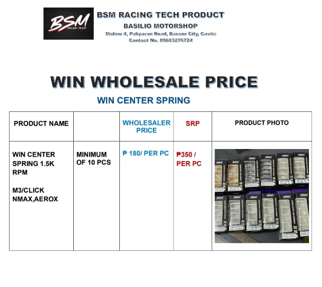 WIN CENTER SPRING (10 PCS MINIMUM WORTH OF ITEM)