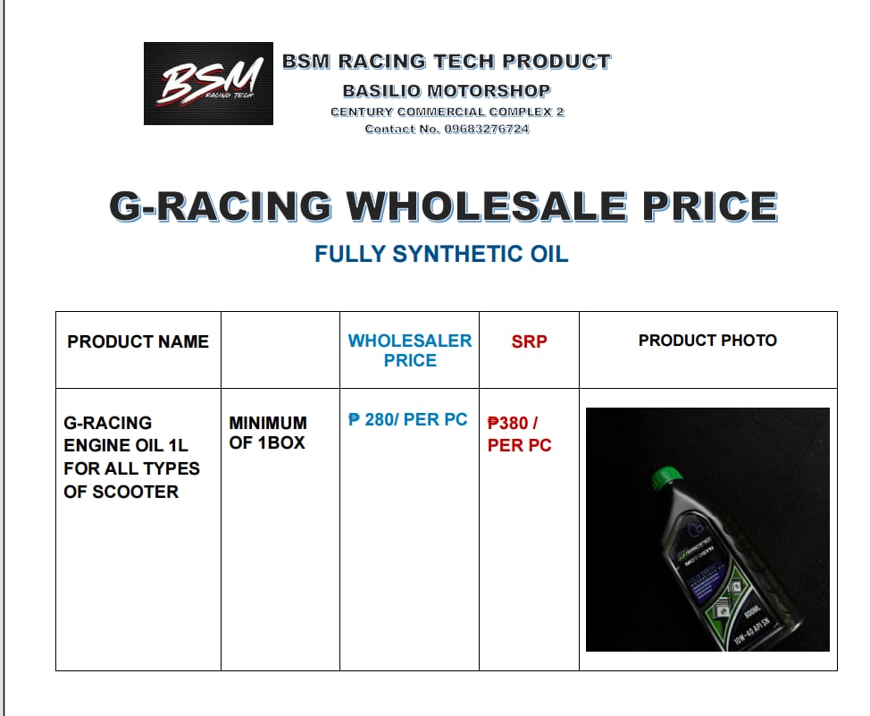 G-RACING FULLY SYNTHETIC ENGINE OIL WHOLESALE PRICE