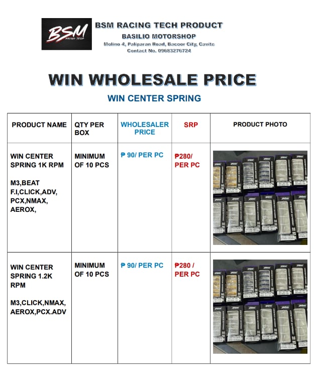 WIN CENTER SPRING (10 PCS MINIMUM WORTH OF ITEM)